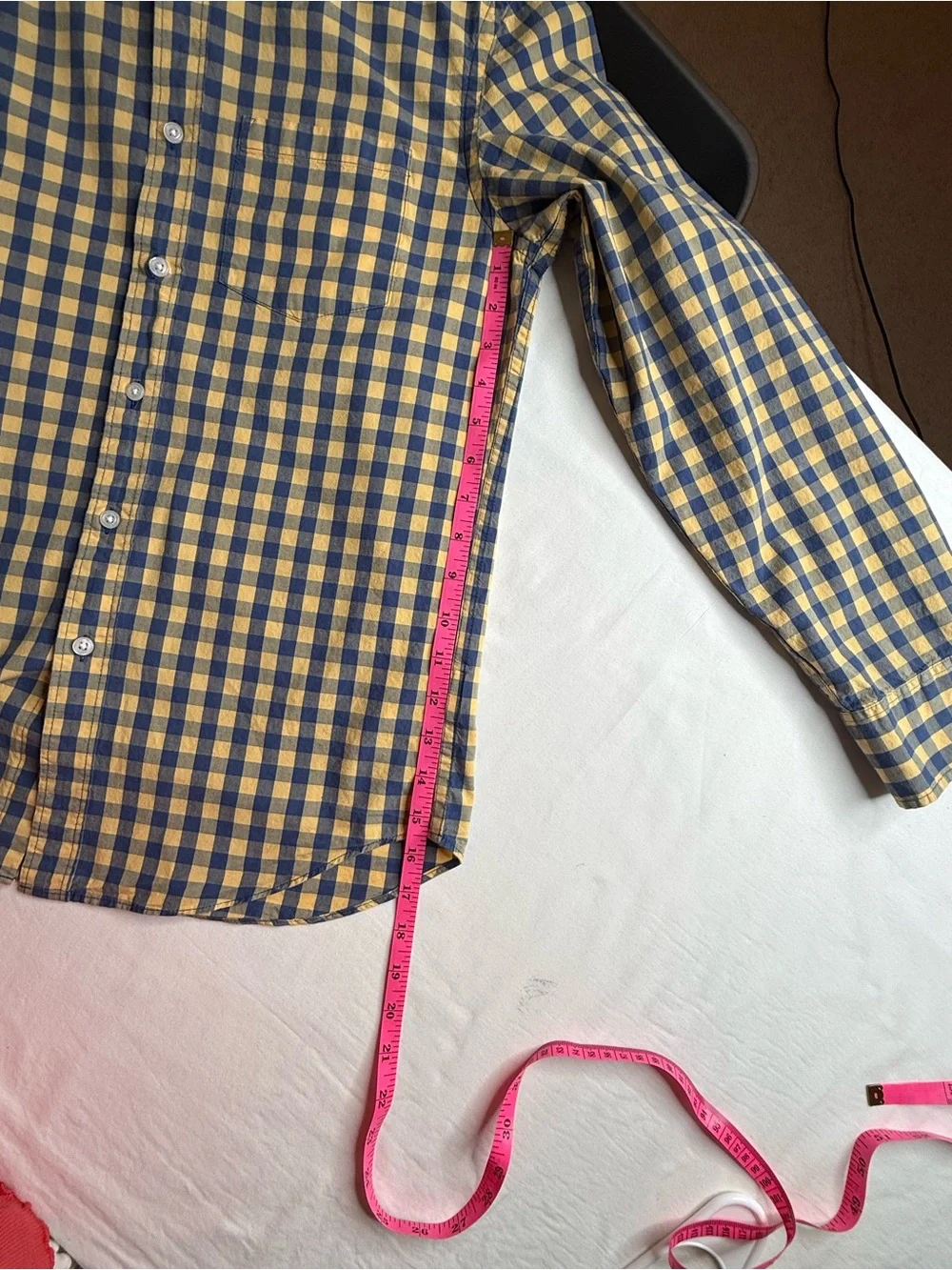 J. Crew Yellow and Navy Gingham Button-Down Shirt